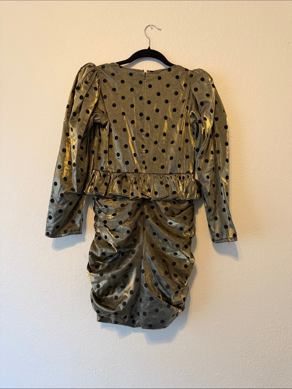LPA Ailisa Dress in Gold & Black Polka Dot Mini Dress - Picture 6 of 8